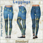 LEGGINGS - "Starry Night O.T.R" - van Gogh<br><div class="desc">Una imagen de "Noche estrellada sobre el Ródano" de Vincent van Gogh aparece en estas coloridas Leggings. Disponible en cinco tamaños para mujeres (XS, S, M, L, XL). Consulte la descripción "Acerca de este producto" a continuación para obtener información general sobre el tamaño y el producto. La imagen cubre el...</div>