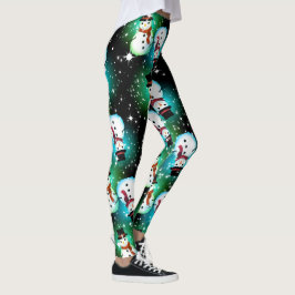 Leggings Starry Night Snowman Navidades