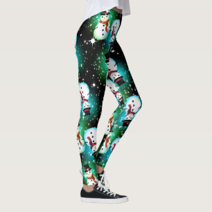 Leggings Starry Night Snowman Navidades