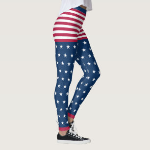 Leggings Stars & Stripes White Red Blue Original Patriótico