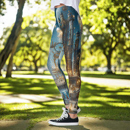 Leggings Steampunk Futurista ciudad antigua con medusas
