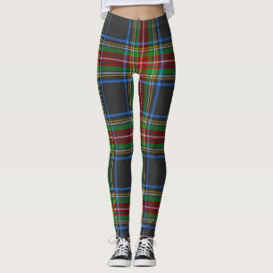 Leggings Stewart Stuart Black Clan Tartan Plaid