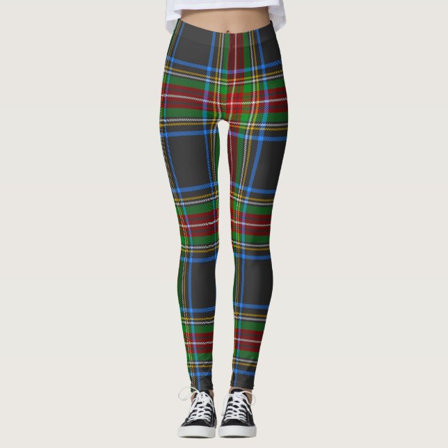 Leggings Stewart Stuart Black Clan Tartan Plaid (Anverso)