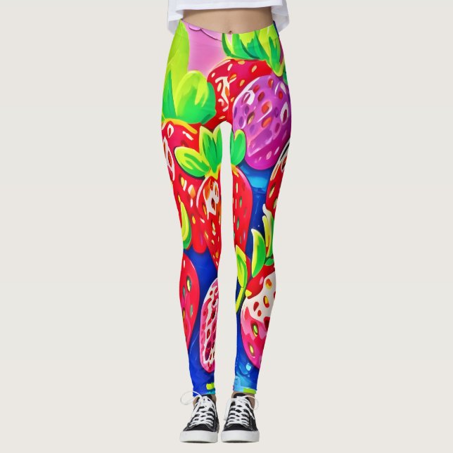 Leggings Strawberries de Pop Art (Anverso)