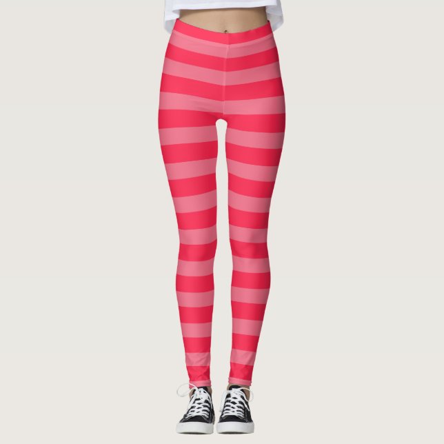 Leggings Strawberry Pink Valentine Halloween Costume Stripe (Anverso)
