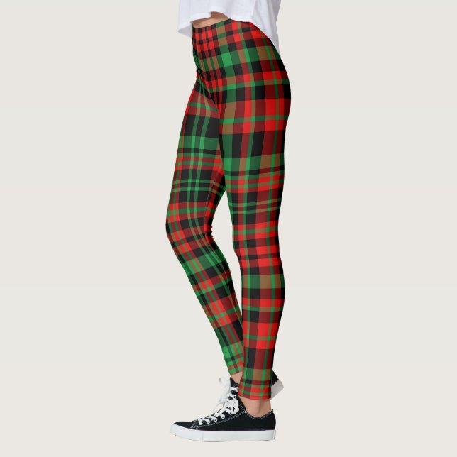 Leggings Strawberry Plaid Red and Green Christmas Outfit (Izquierda)