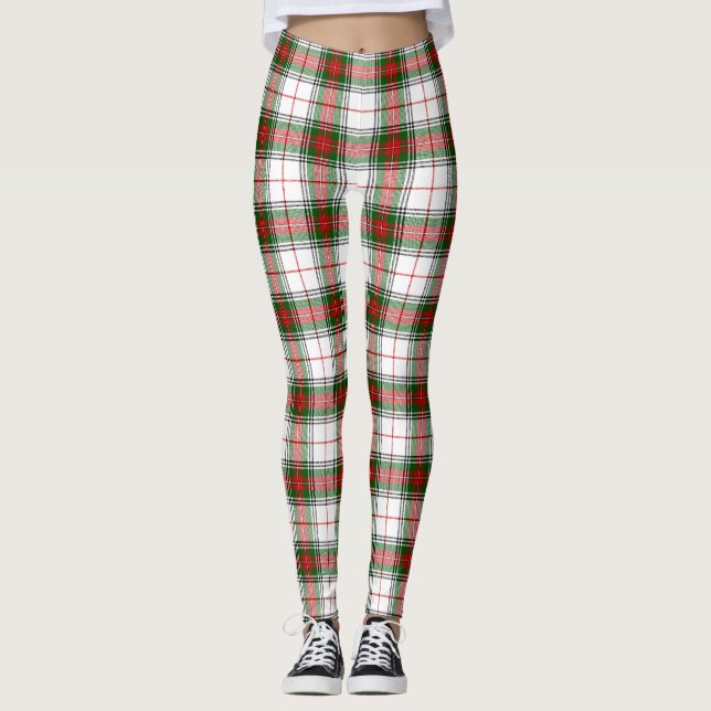 Leggings Stuart / Stewart tartan blanco rojo platillo verde (Anverso)