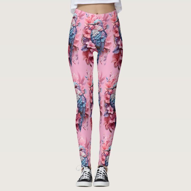 Leggings Stunning Pastel Hummingbird Floral (Anverso)
