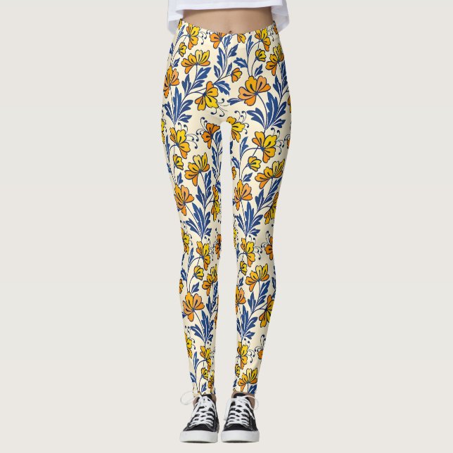 Leggings Stunning Seamless Pattern of Flowers and Leaves (Anverso)