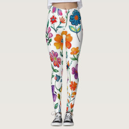 Leggings stylish colorful flowers pattern