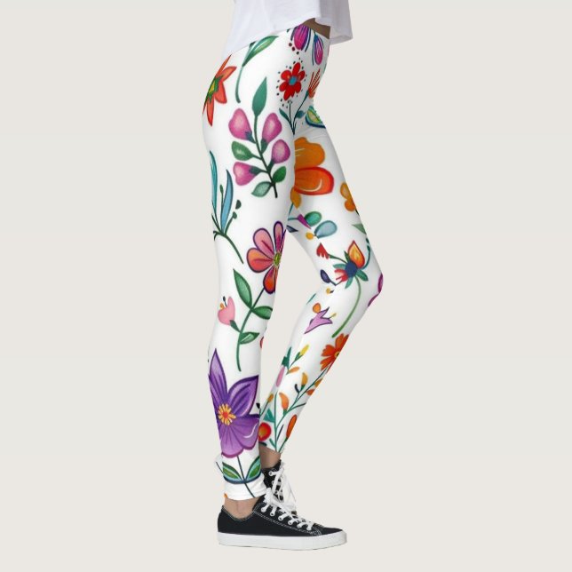 Leggings stylish colorful flowers pattern (Derecha)