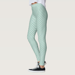 Leggings Stylish Duck Egg Blue Diagonal Striped Exercise