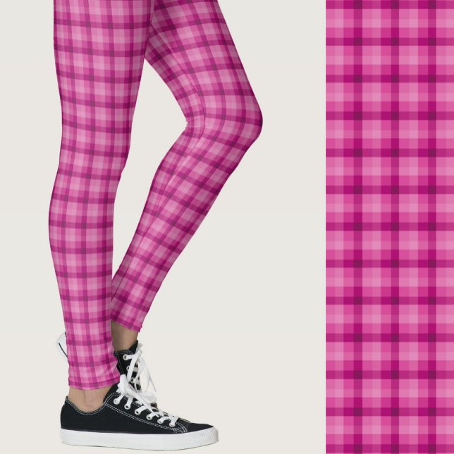 Leggings Stylish pink plaid geometric patterned (Subido por el creador)