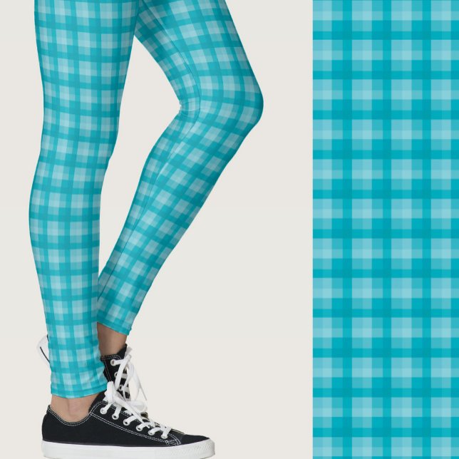 Leggings Stylish teal plaid geometric patterned (Subido por el creador)