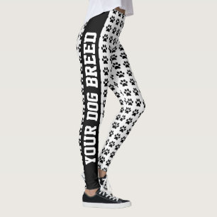 Leggings Su raza y patas del perro personalizan el texto y