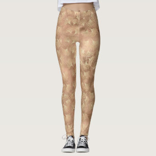 Leggings Suave patrón botánico de hoja dorada de Ginkgo Ros
