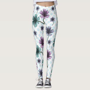 Leggings Suave patrón floral Cottagecore Estética pastel