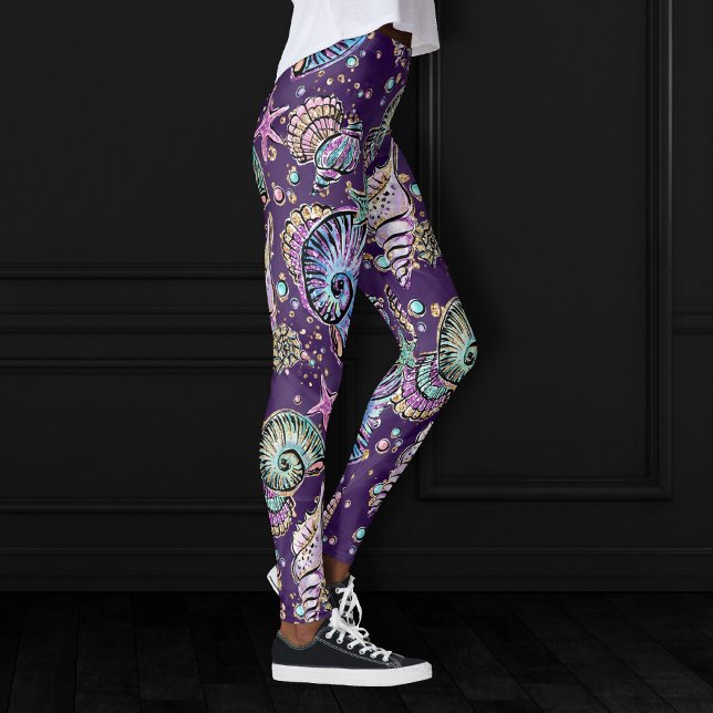 Leggings Subacuático Purple Luxe | Dark Pastel Gold Sea Lif (Subido por el creador)