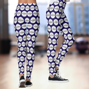 Leggings Subir patrón de logotipo azul marino