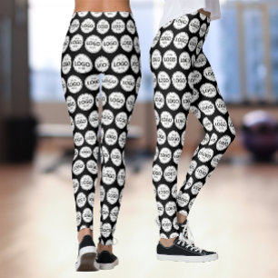 Leggings Subir patrón de logotipo negro