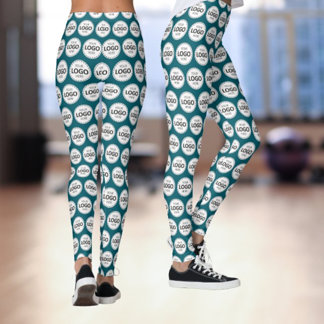 Leggings Subir patrón de logotipo verde azulado (Subido por el creador)