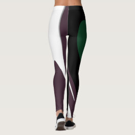 Leggings Submersión: Resumen negro, blanco, morado y verde