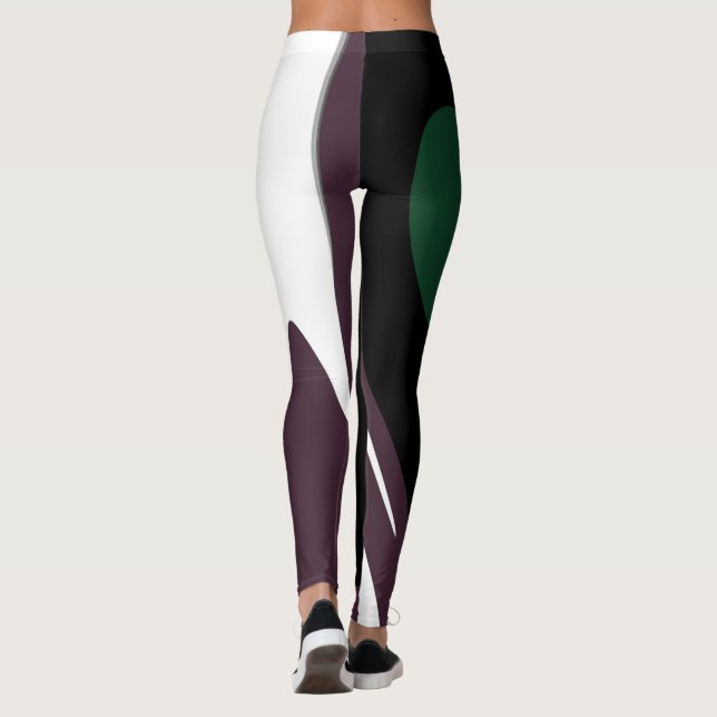 Leggings Submersión: Resumen negro, blanco, morado y verde (Reverso)