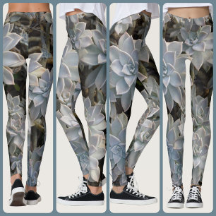 Leggings Suculentas Botánicas Azul Plateado