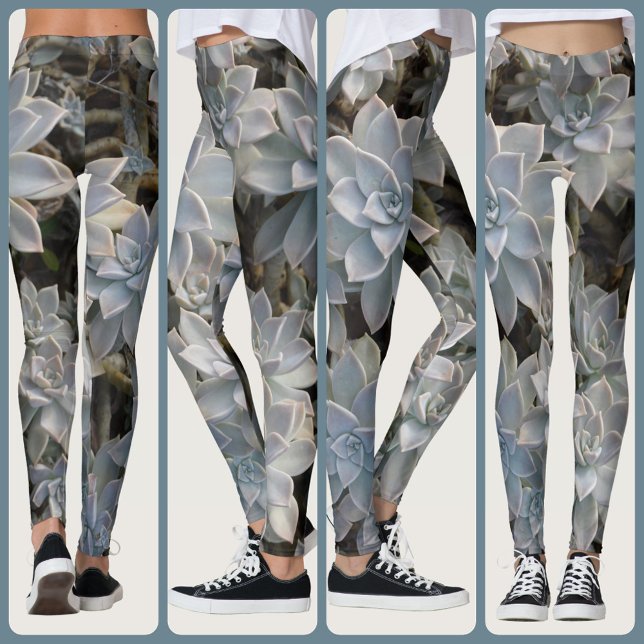 Leggings Suculentas Botánicas Azul Plateado (Subido por el creador)