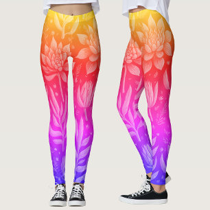 Leggings Suculentas de jardín con gradiente rosa amarillo g