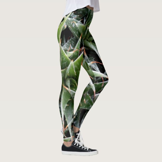 Leggings Suculentas láminas de fotos verdes de plantas, M (Derecha)