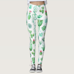Leggings Suculento Jardín: Acuarela De Fondo Impresionante.