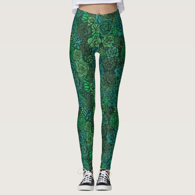 Leggings Suculento jardín en verde (Anverso)