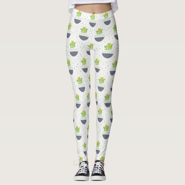 Leggings Suculento patrón de mamá de planta de Kalanchoe (Anverso)