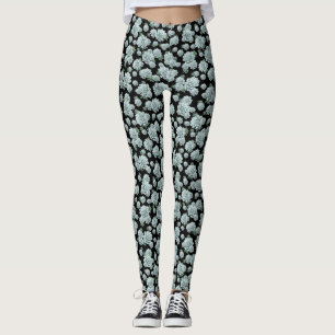 Leggings Sucultores de rosette de menta repiten la impresió