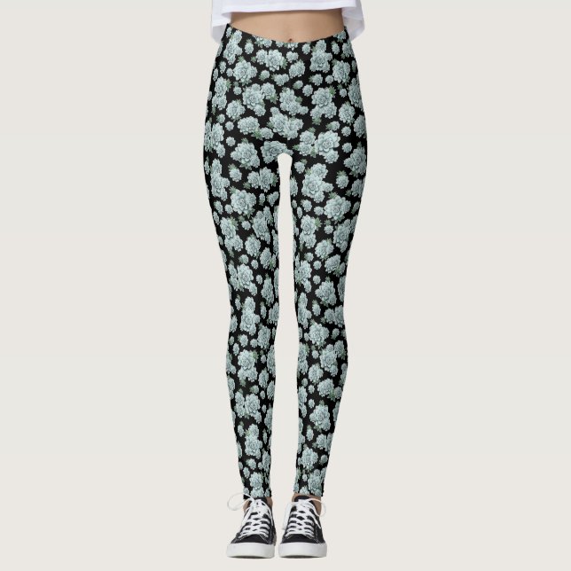 Leggings Sucultores de rosette de menta repiten la impresió (Anverso)