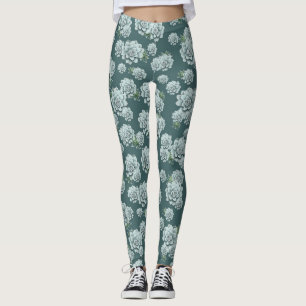 Leggings Sucultores de rosette de menta repiten la impresió