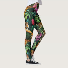 Leggings Sueño de jungla de tigres patrón de superficie sin