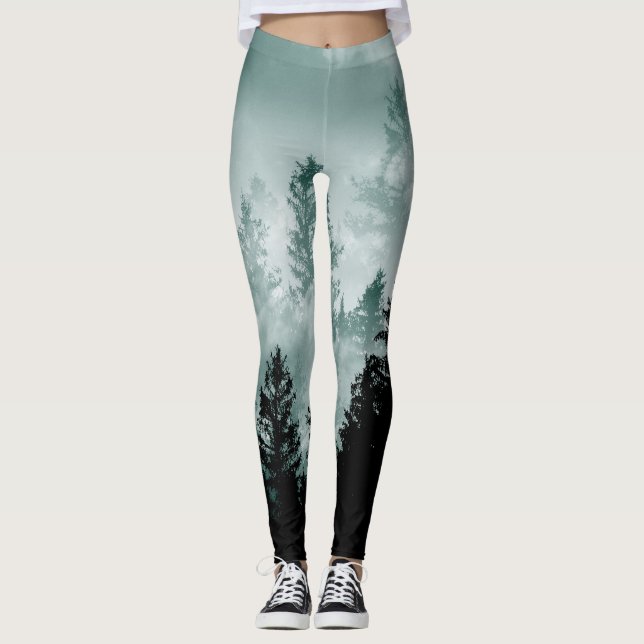 Leggings Sueño del bosque verde verde azulado #1 #wall #art (Anverso)