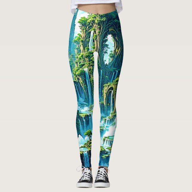 Leggings Sueño del reino de los árboles de cascada (Anverso)