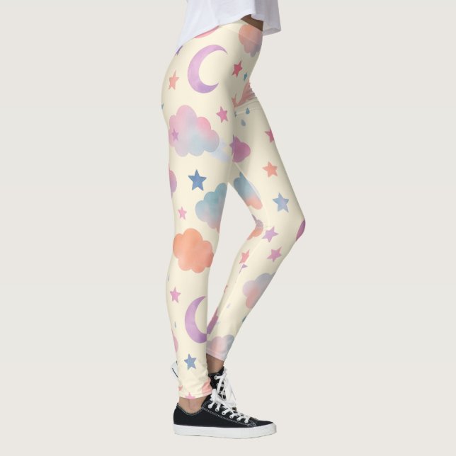 Leggings Sueños de cielo Pastel - Modelo de luna, estrellas (Derecha)