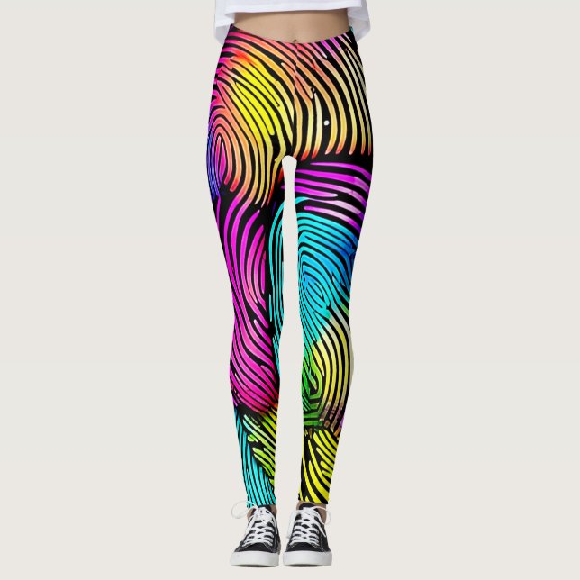 Leggings Sueños de huellas digitales del arcoiris (Anverso)