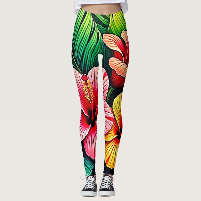 Leggings Sueños de jardín de flores exóticas (Anverso)