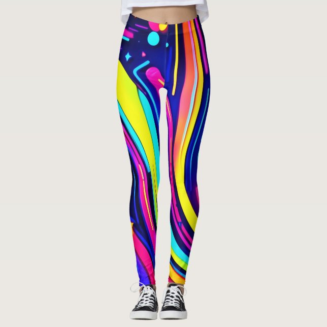 Leggings Sueños de Neón: Una Odisea Digital Psicodélica (Anverso)