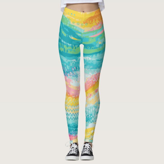 Leggings Sueños de piscina de marea tropical (Anverso)