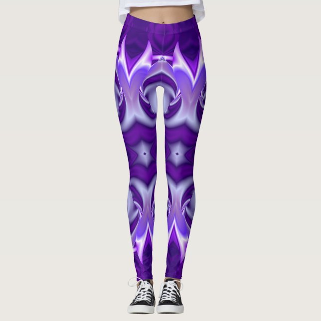 Leggings Sueños del arcoiris de flores moradas (Anverso)