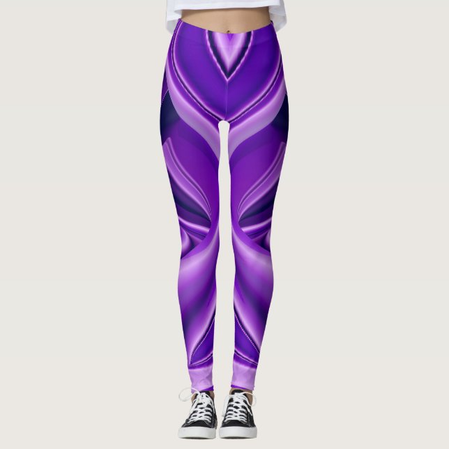 Leggings Sueños del arcoiris de flores moradas (Anverso)