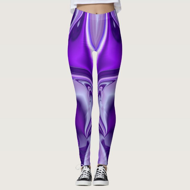 Leggings Sueños del arcoiris de flores moradas (Anverso)