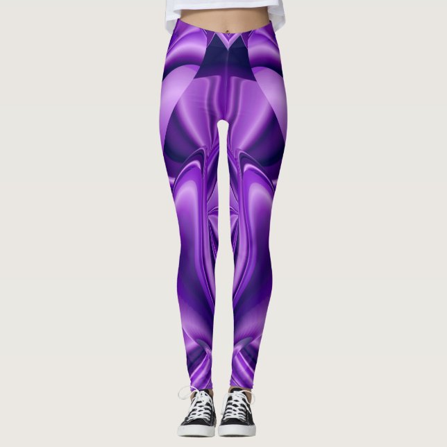 Leggings Sueños del arcoiris de flores moradas (Anverso)