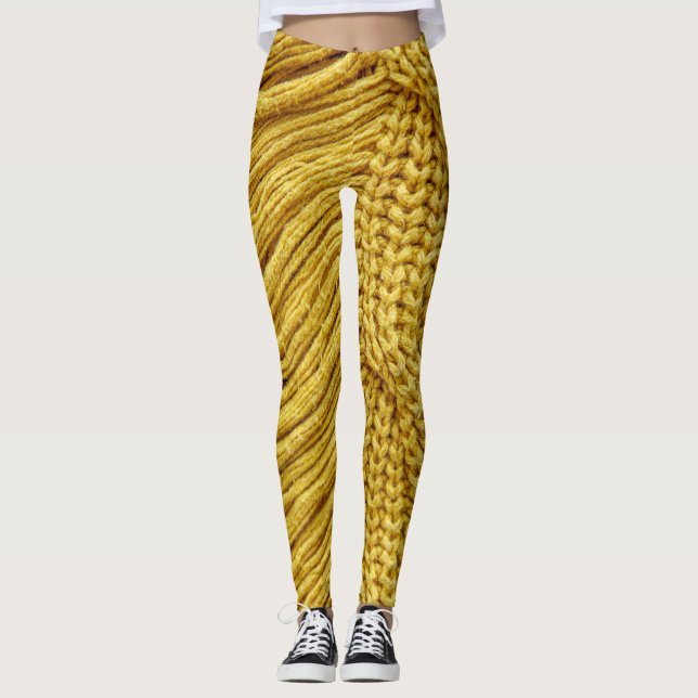 Leggings Suéter amarillo acogedor: fondo texturado (Anverso)